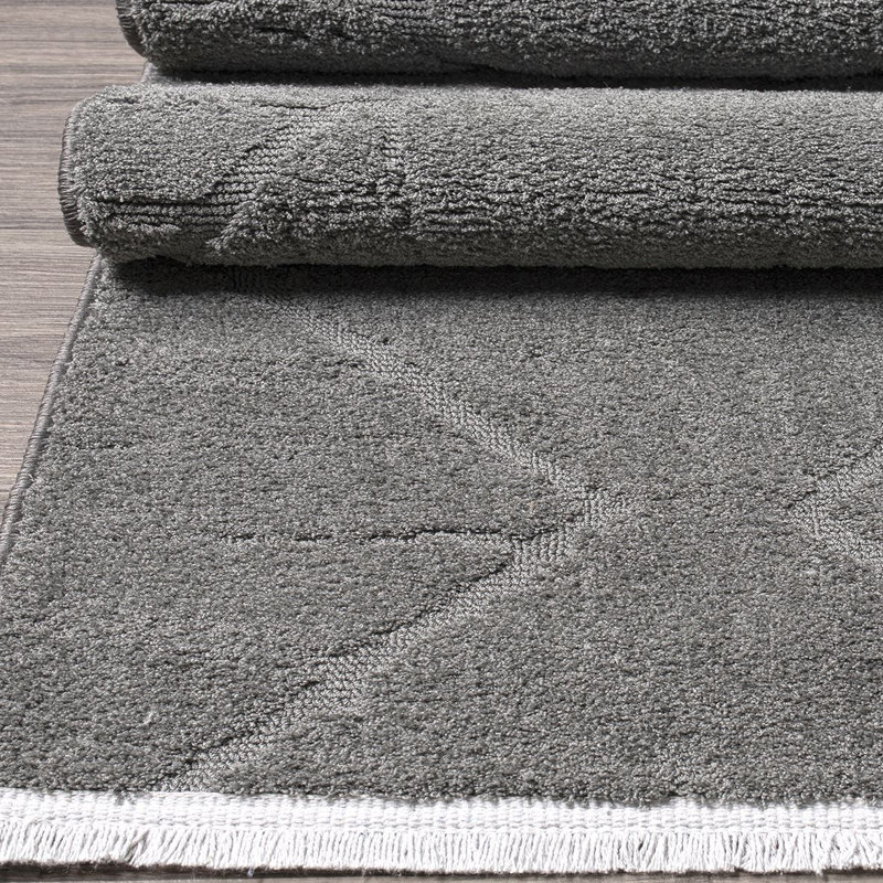 Modern/Geometric Grey Machine Washable Non-Slip Area Rug, Runner 2'7" x 13'2"