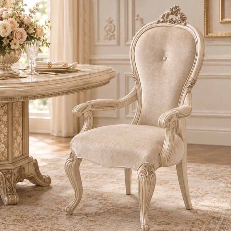 Platine De Royale Champagne Upholstered Arm Chair, Champagne