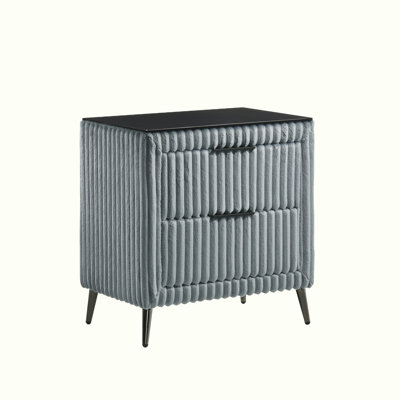 Corduroy Upholstery Nightstand with 2 Drawers
