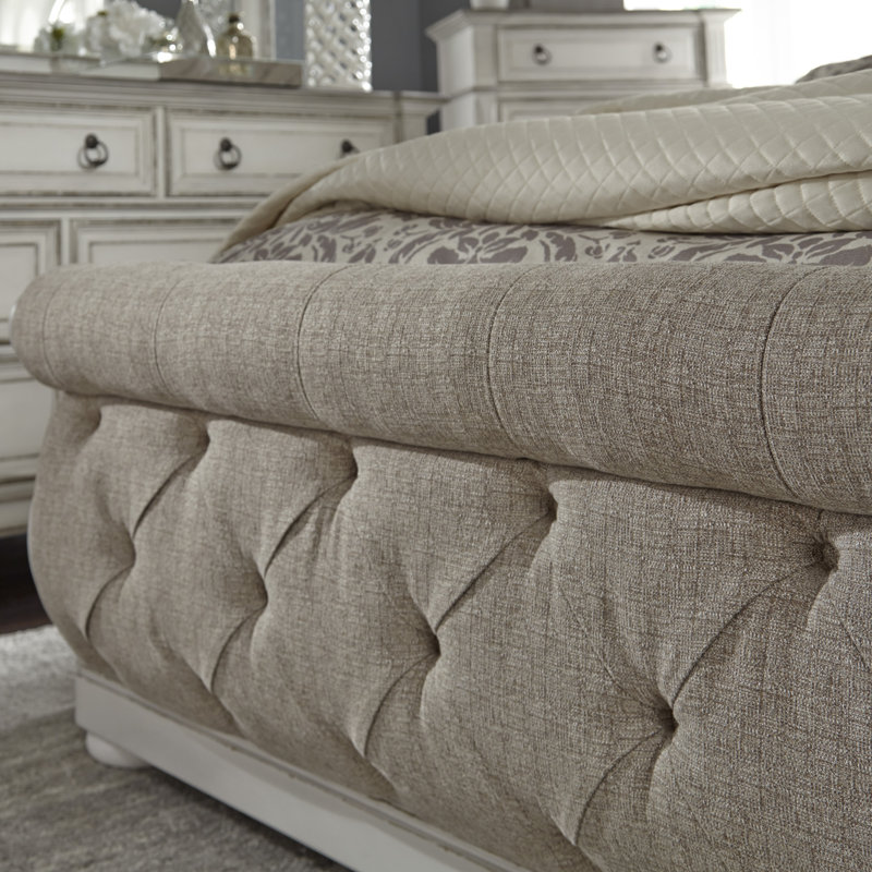 Exmouth Upholstered Sleigh Bed, Beige