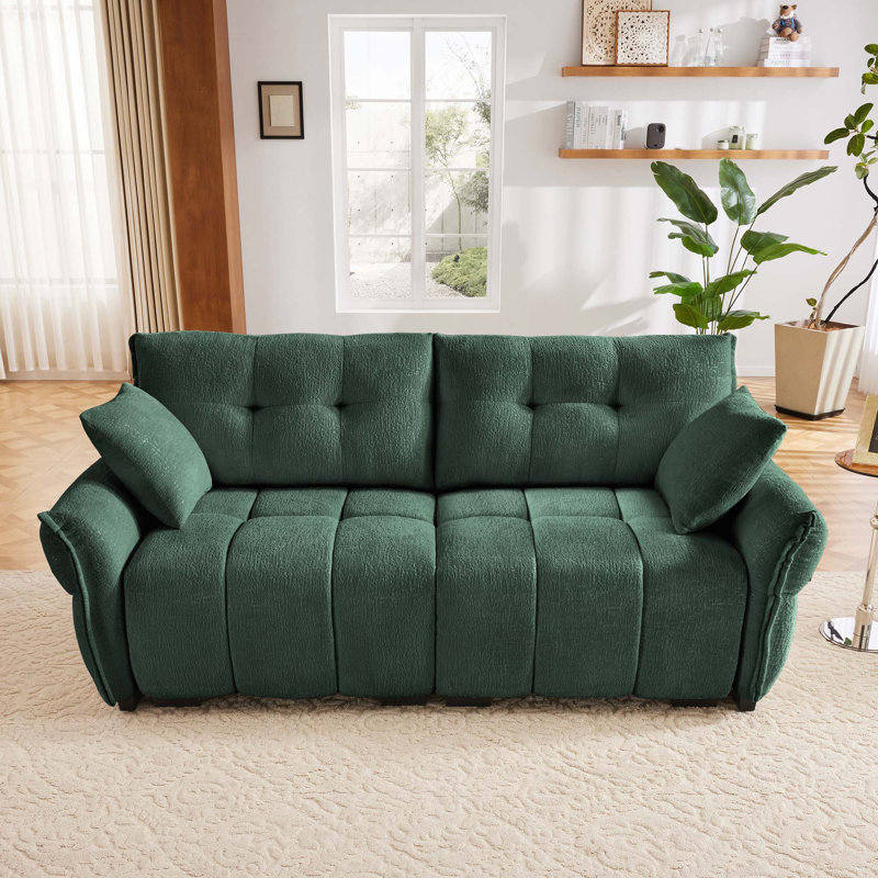 Canapé, canapé rembourré pour salon, bureau, hôtel, Vert, H 35,4 po x l 78,7 po x P 33,4 po, 2