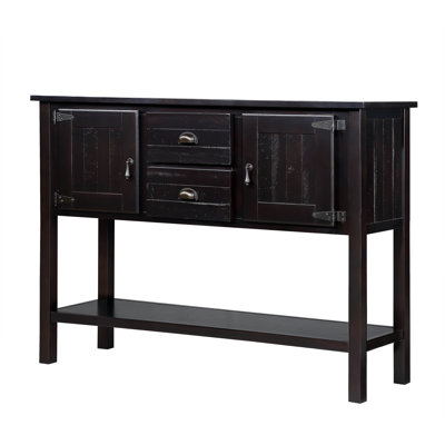 48'' Solid Wood Sideboard Console Table With 2 Drawers And Cabinets And Bottom Shelf, Retro Style Storage Dining Buffet Server Cabinet For Living Room Kitchen Dining Room (Espresso