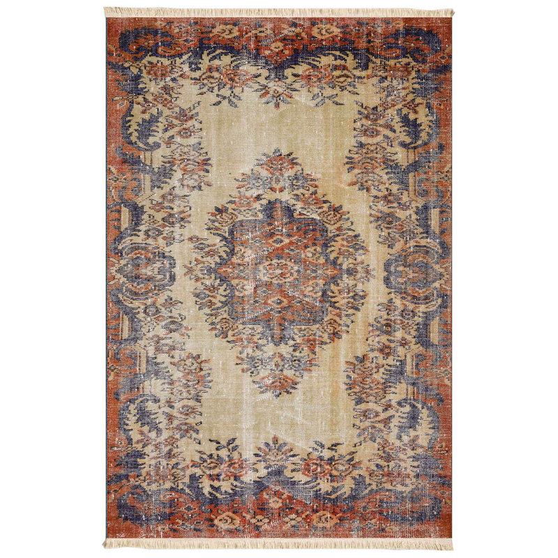 🍂 Rustic Autumn Medallion Distressed Area Rug