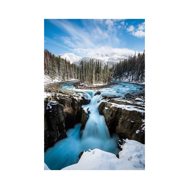 Snowy Sunwapta Falls by Lucas Moore - Wrapped Canvas Print, 20.32 cm H x 30.48 cm W
