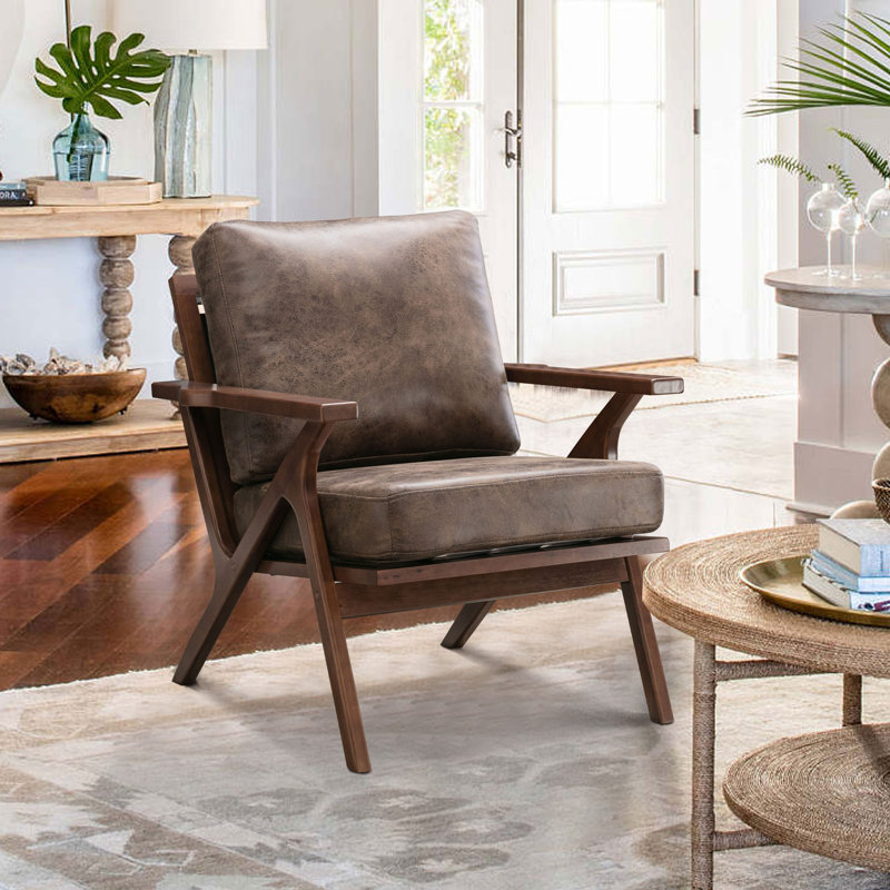 Chaise d'appoint Salma, Simili cuir brun foncé