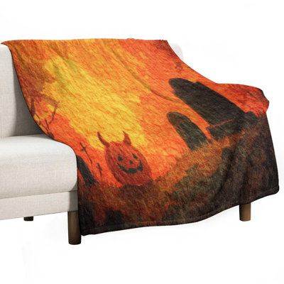 Jeté d'Halloween citrouille tombeau de luxe en flanelle, couverture douce et chaude pour le canapé-lit du salon