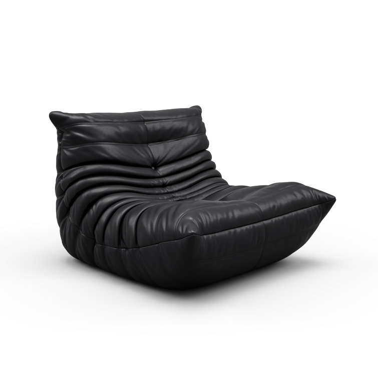 Microfiber Leather Down Filling Bean Bag Chair & Lounger Viv + Rae Upholstery Color: Black