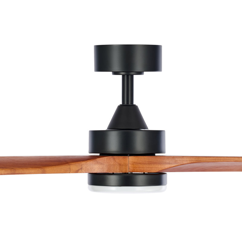 52" Black and Walnut Wood Ceiling Fan with LED Light and Remote