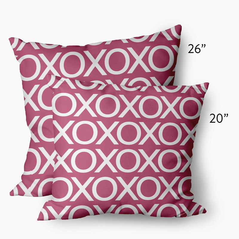 Valentine's Day Geometric Reversible Throw Pillow, 26" H x 26" W, Pink