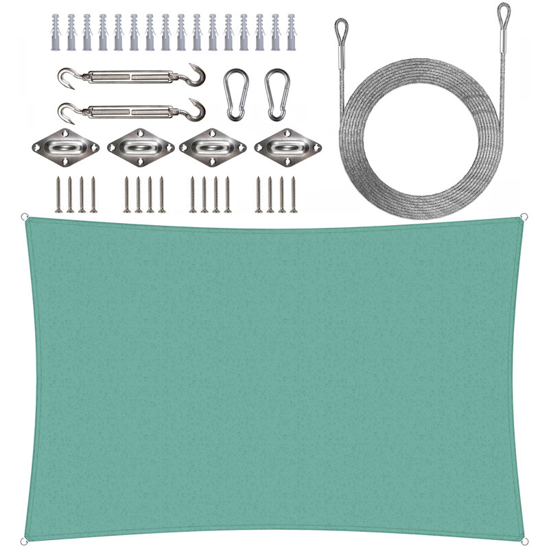 Turquoise 7' x 12' Waterproof Polyethylene Patio Shade Sail
