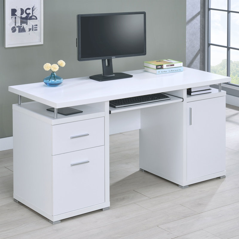 Azayliah Manufactured Wood Computer Desk, White