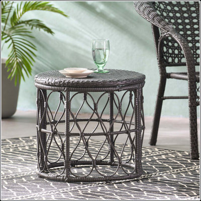 Table d'appoint en osier avec rotin en polyéthylène durable Bruce Boho