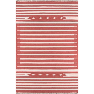 Thompson Wool Geometric Area Rug in Red