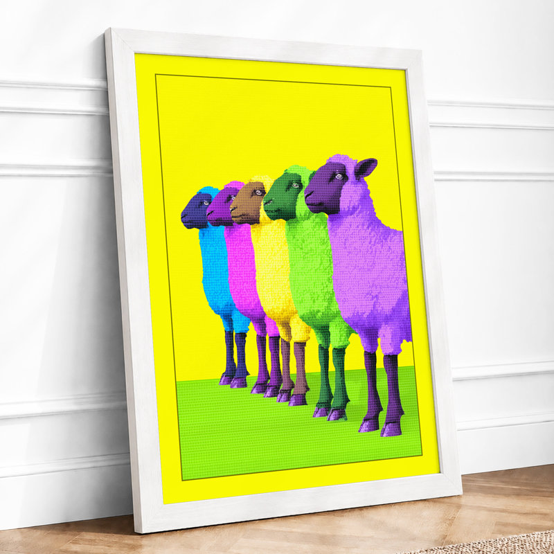Rainbow Llama Trio Modern - Print, A1 - 84.1 x 59.4 cm, White