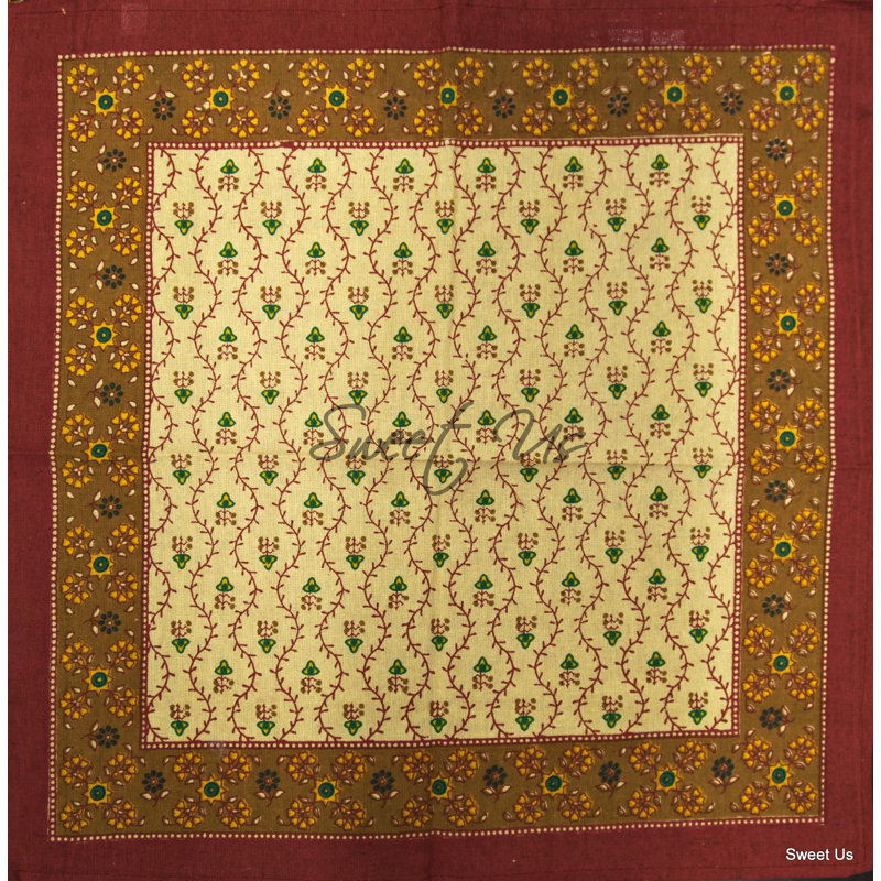 Ensemble de quatre serviettes en coton 18 pi , Doré / rouge, 18 po x 18 po