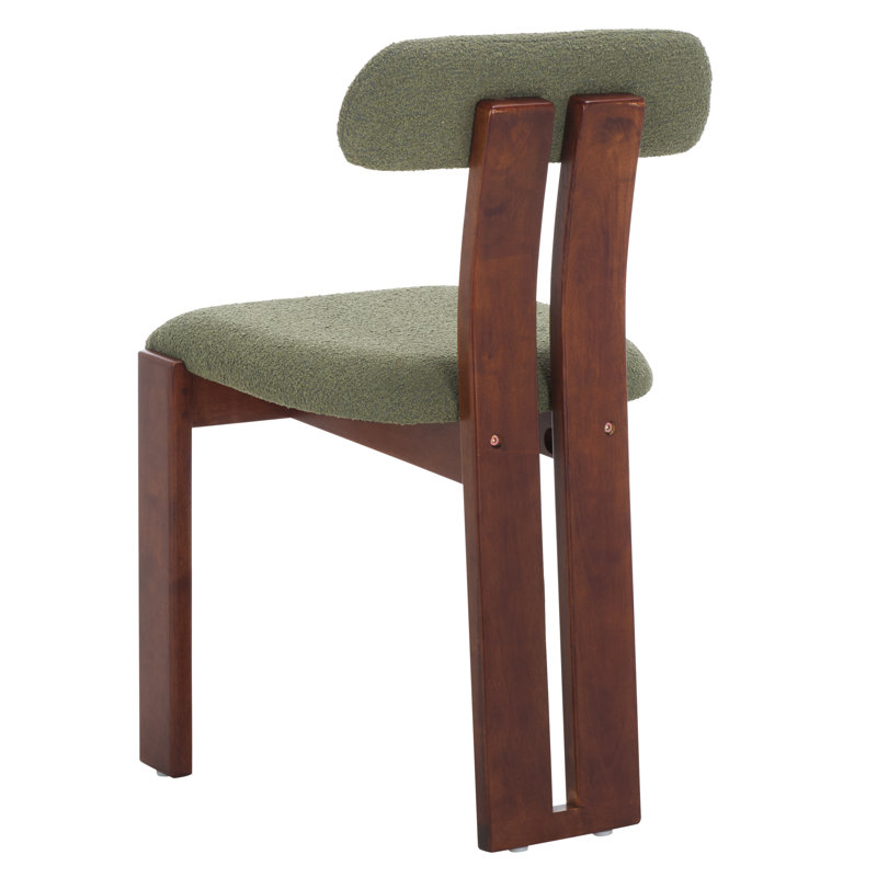 Cayde Boucle Dining Chair, Sage, Walnut