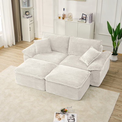 Oversize Compression Modular Sectional Sofa with Ottomans, No Assembly Required