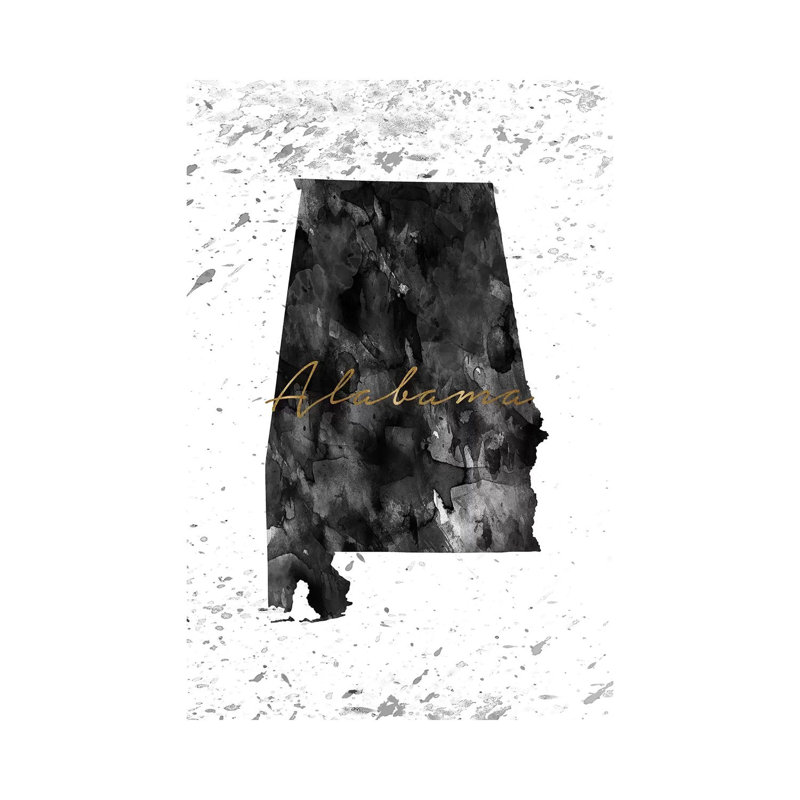 Alabama noir et or blanc - reproduction d'art sur toile tendue, H 40 po x l 26 po x P 1,5 po, Alabama