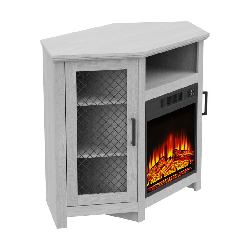 Clotile 45'' Electric Corner Fireplace TV Stand with Storage for TVs up to 55", Light Gray