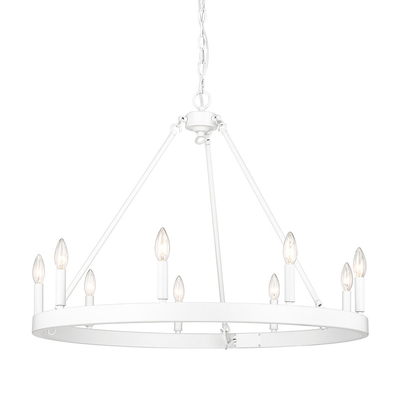 Emmalynn 9 - Light Steel Dimmable Round Chandelier, Matte White