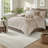 Luxurious Bedding Sets With Beige Faux Silk, Embroidered Texture For Home