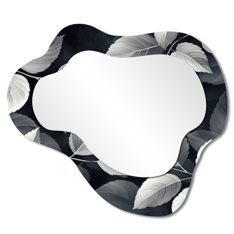 Miroir de salle de bain Slate Grey Leaves Beauty I - Leaves, 25 po x 28 po