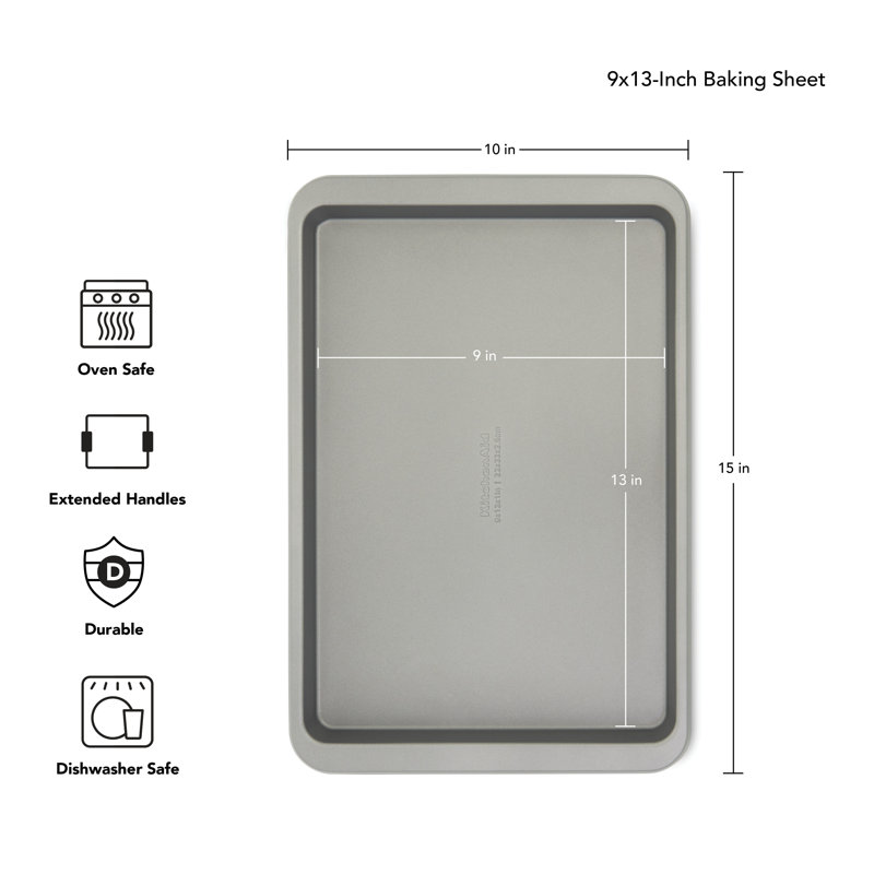9X13in Nonstick Aluminized Steel Baking Sheet, Beetroot, Gray