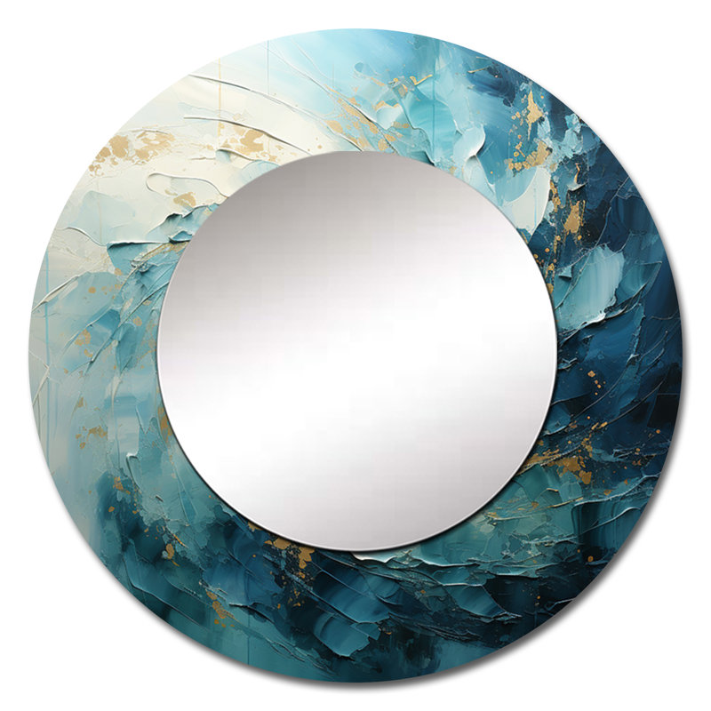 Spirals Celestial I - miroir mural unique en spirale abstraite, 23 po x 23 po, Rond