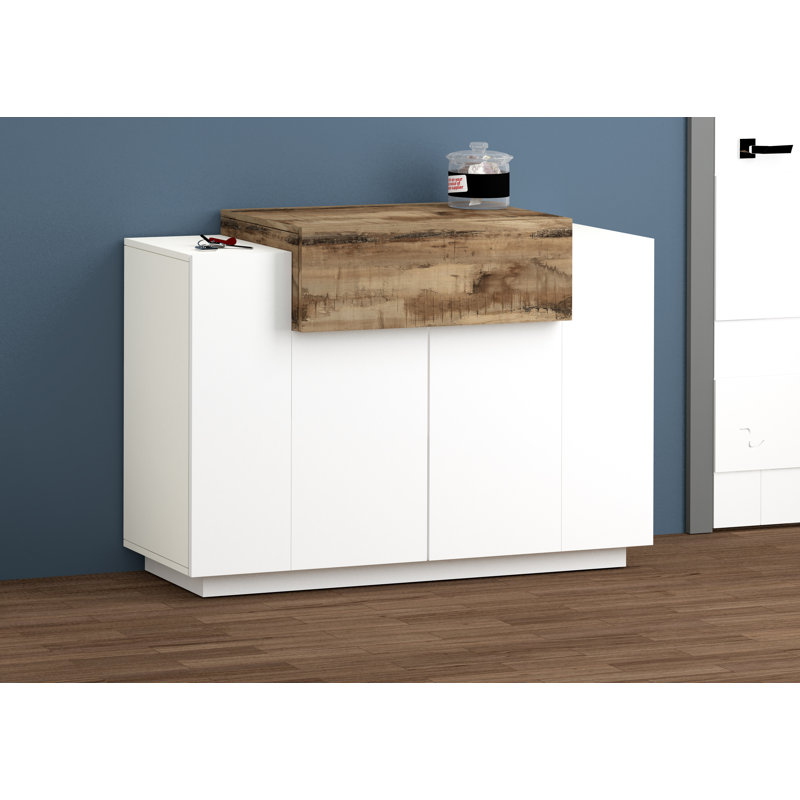 Sofren 24 Pair Shoe Storage Cabinet, White/Brown