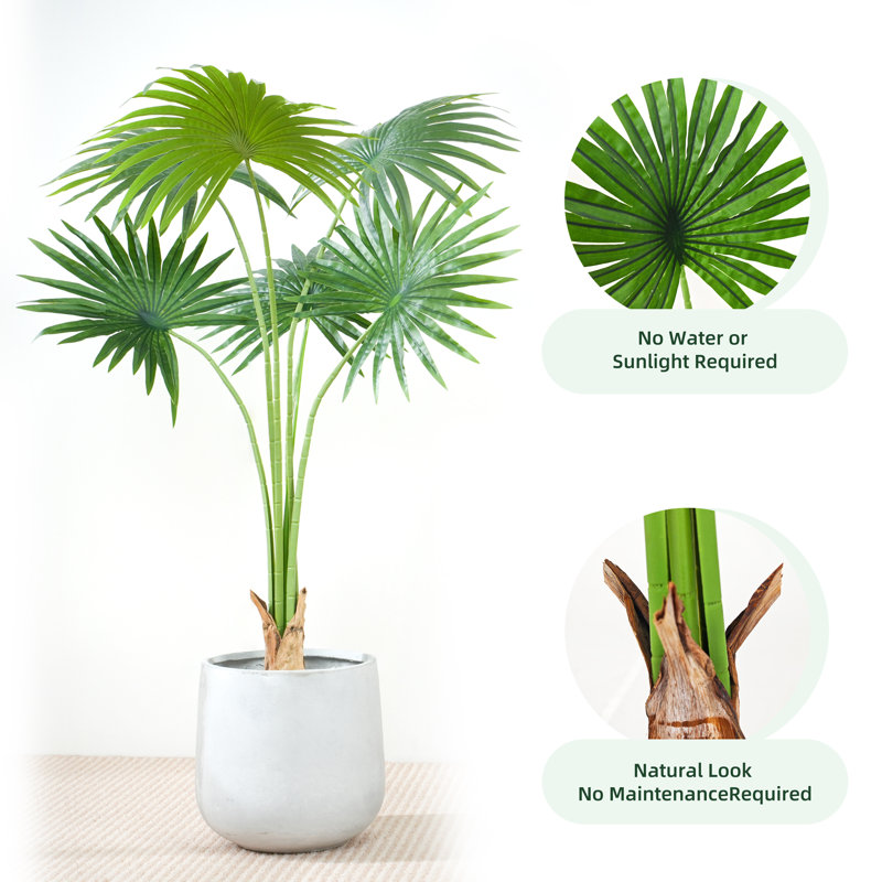 Anharika Faux Fan Palm Tree Plant, 100cm H  x 30cm W  x 30cm D