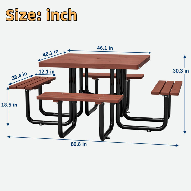 Solid Wood Patio Dining Set Table,