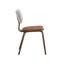 Ensemble de 2 chaises d'appoint au fini noyer avec dossier courbé rembourré blanc, design ergonomique pour un repas confortable