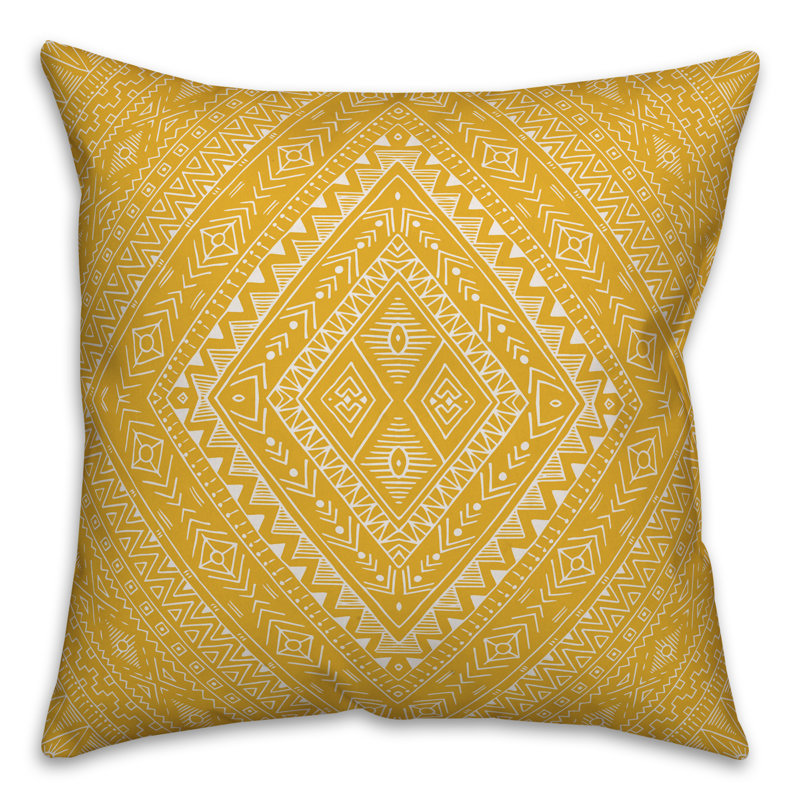 Throw Pillow, 18" x 18", Yellow/White Geometric 5