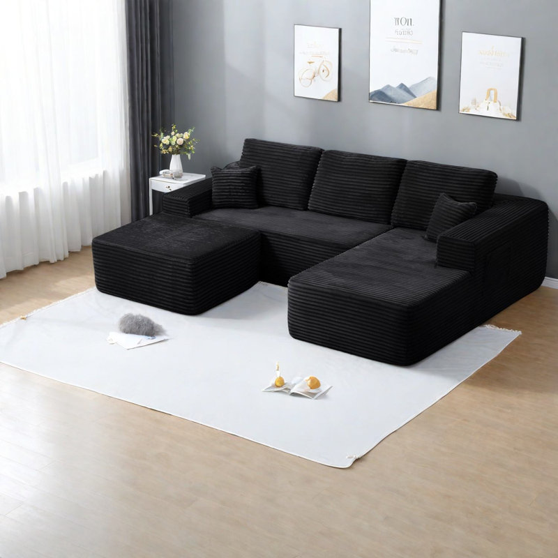 Canapé modulaire moderne avec tissu moelleux, design spacieux pour la maison