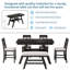 Ensemble de table de salle à manger 6 pièces à hauteur de comptoir en bois avec tablette de rangement, ensemble de table de cuisine avec banc et 4 chaises, style rustique, espresso + coussin beige-129387704-129387703-129387699