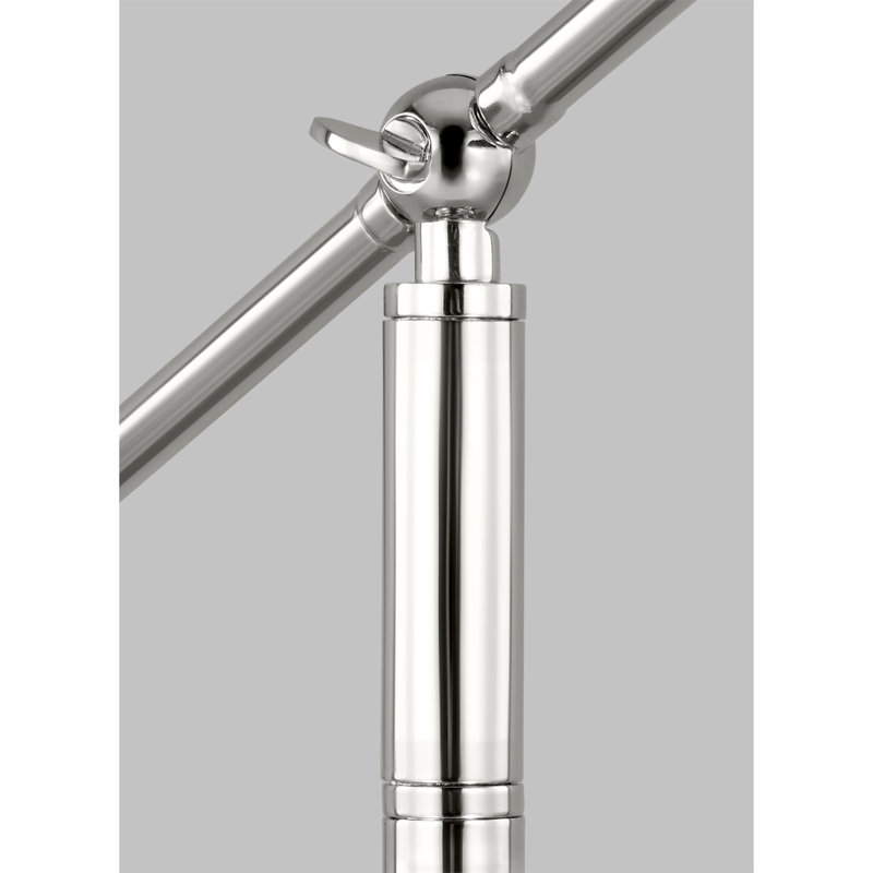 Walter 46'' Task Floor Lamp with Outlet, Polished Nickel, Midnight Black
