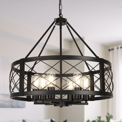 Dodson 22.44 in. 6-Light Drum Farmhouse Dining Room Chandelier