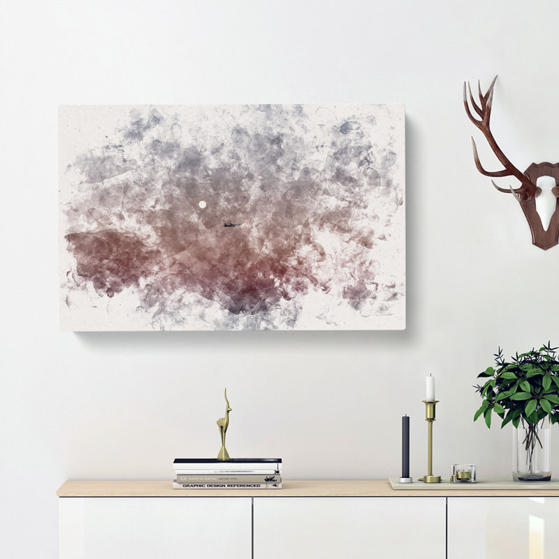 Airplane Passing The Moon - Wrapped Canvas, 35cm H x 50cm W x 3cm D