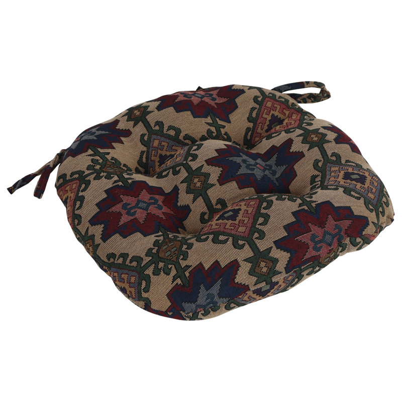 16-Inch Round Woven Tapestry Tufted Chair Cushions (Set Of 2)