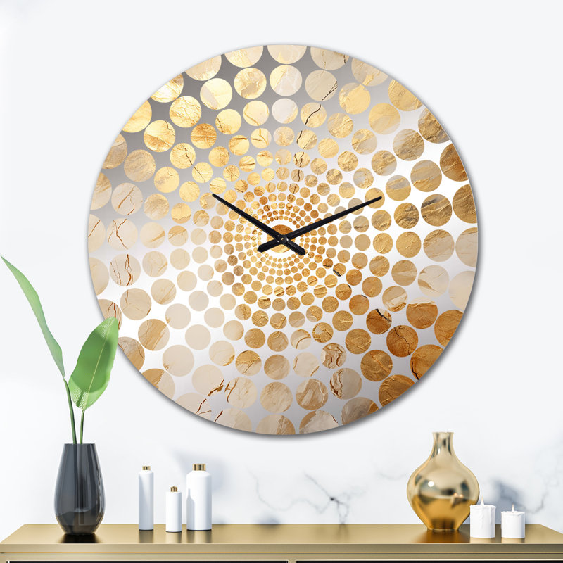 Horloge murale Avyaan, Très grand,  Gold Marble