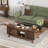 Wooden Mid-Century Coffee Table With Sliding Top, Storage, And Doors, Walnut Finish, 47 Inch | Gift Idea