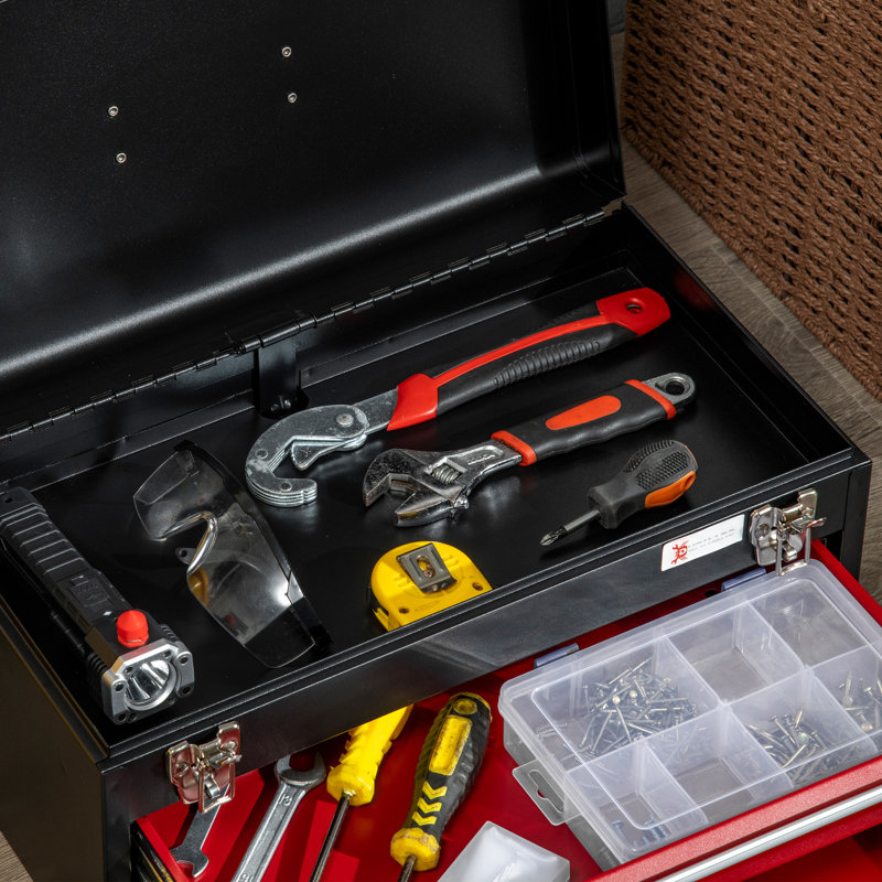 Boîte à outils en métal 18,1 po avec tiroirs