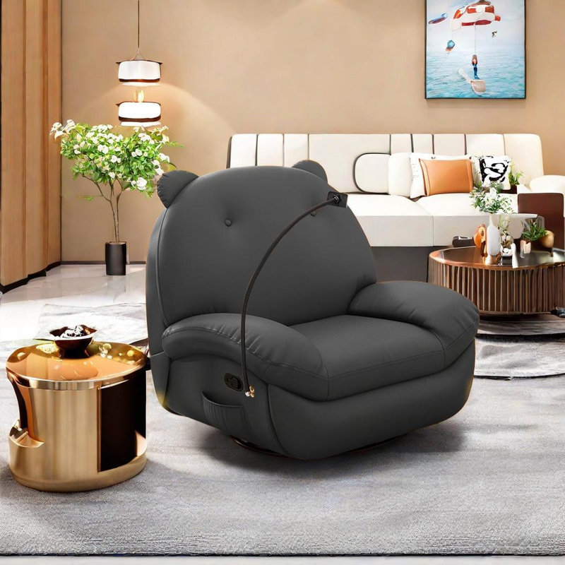 Fauteuil inclinable et pivotant en simili cuir Tandi, Gris