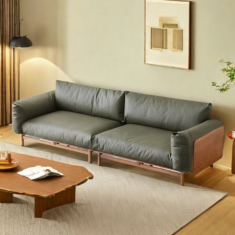 Canapé droit moderne en bois massif de luxe, Olive, H 30 po x l 105,51 po x P 35,43 po, 4