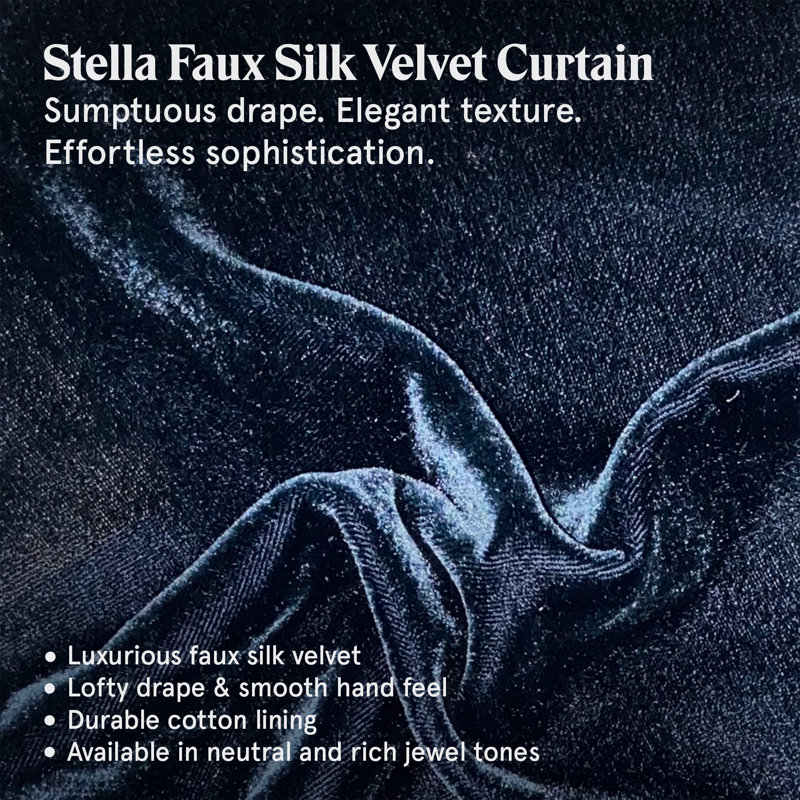 Stella Faux Silk Velvet Classic Chic Modern Rustic Ruffled Euro Sham, Midnight Blue
