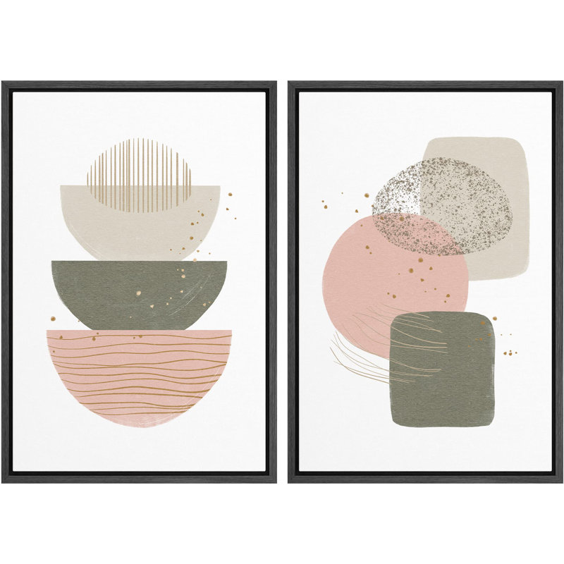 Pastel rose vert et brun clair variété de motifs abstraits de formes modernes et minimalistes chic, Noir, H 24 po x l 16 po