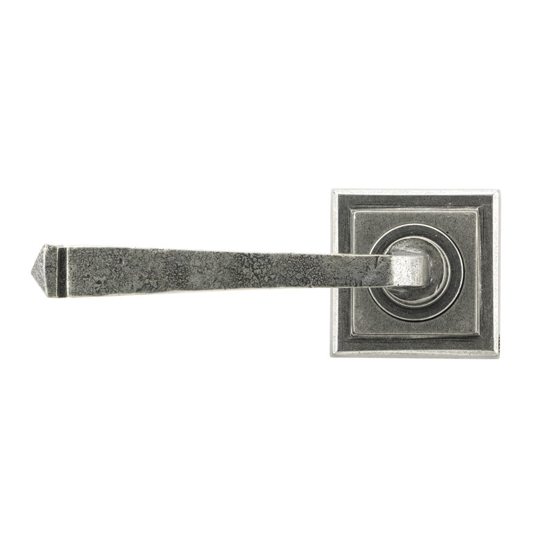 Avon Round Lever on Rose Set (Square), Pewter Patina
