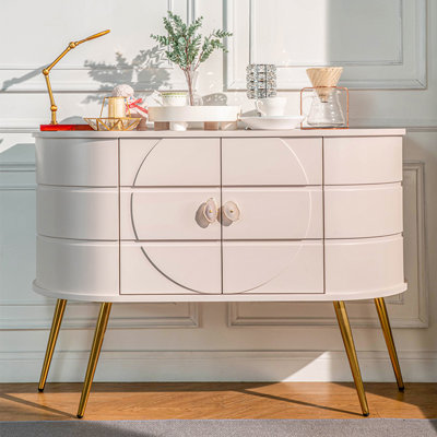 Armoire de rangement semi-ronde rose en bois massif