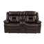 Canapé moderne 2 pièces avec fonction inclinable, porte-gobelet et coussin, couleur brun rosé foncé, idéal pour le salon. Siège rembourré, accoudoirs avec coussin et rangement dissimulé.