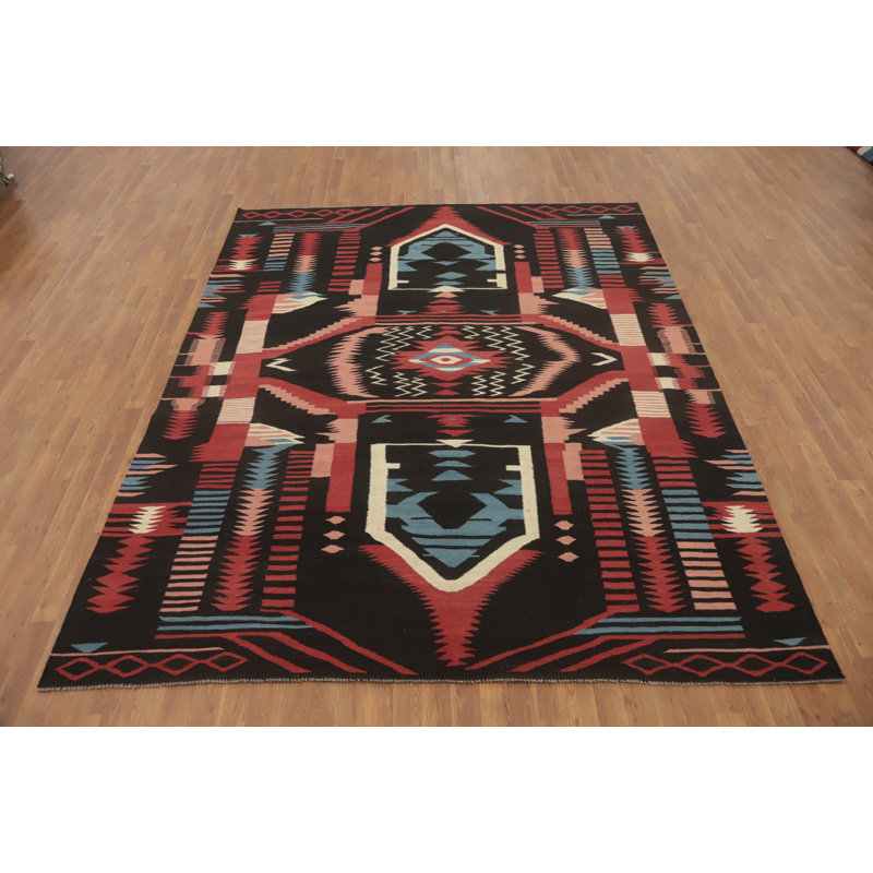 Tapis oriental kilim en laine à tissage plat 8 x 10